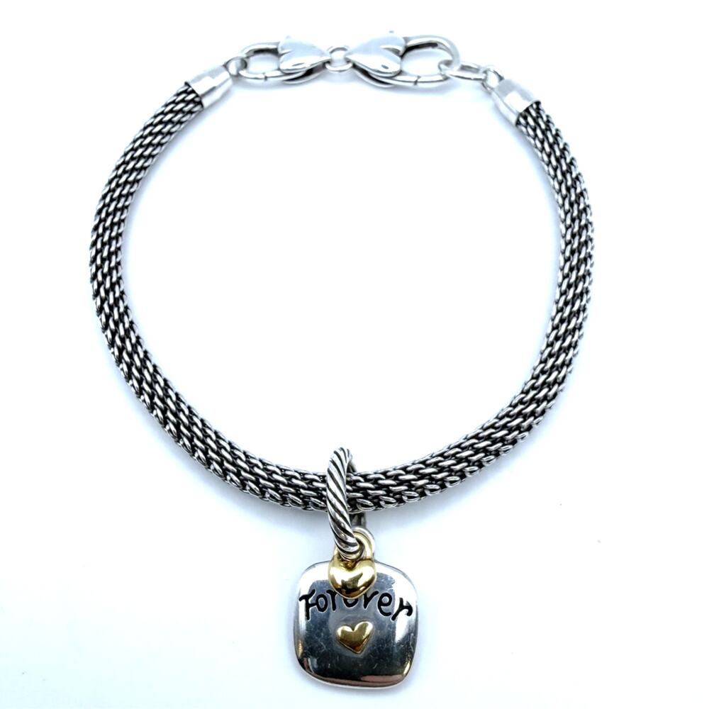 Brighton Beverly Glam Mesh Bracelet Forever Friends Charm Silver Gold Plated
